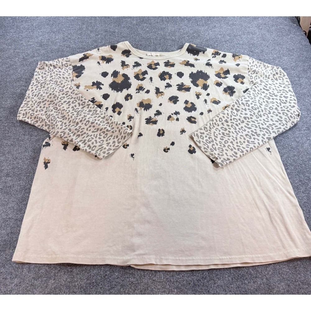 Easel Los Angeles Mixed Animal Leopard Print Long Sleeve Top 3X ET15587X